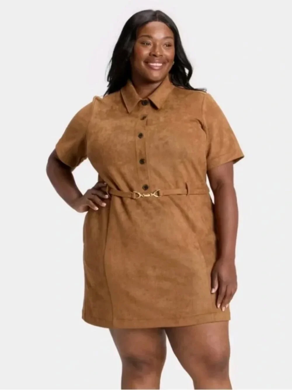 Ava & Viv Tan Suede Dress with Belt